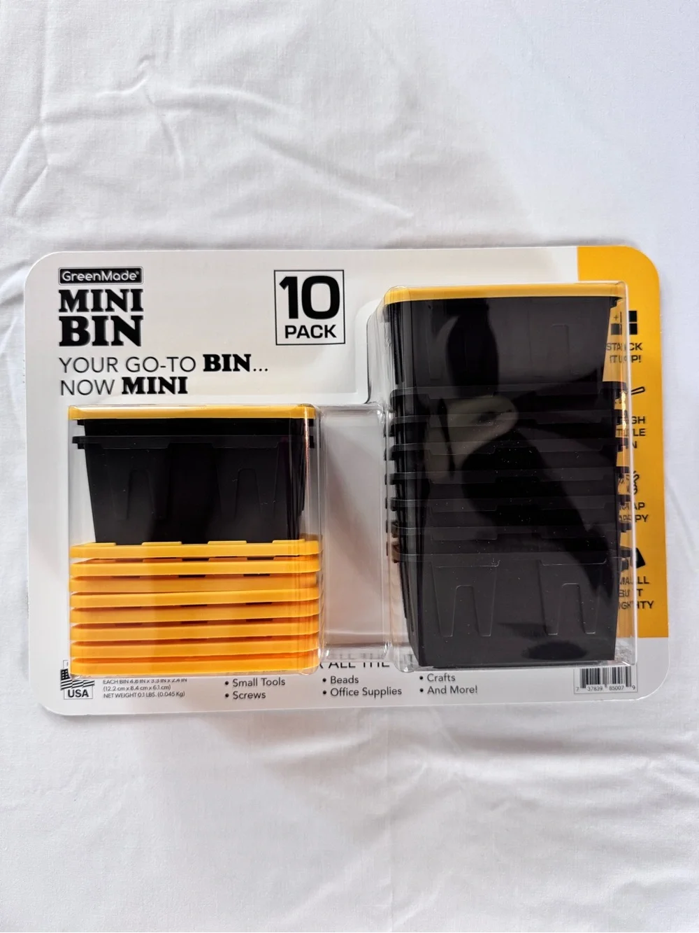 NWT GreenMade Mini Bin 10 Pack, Stackable Storage for Organizing